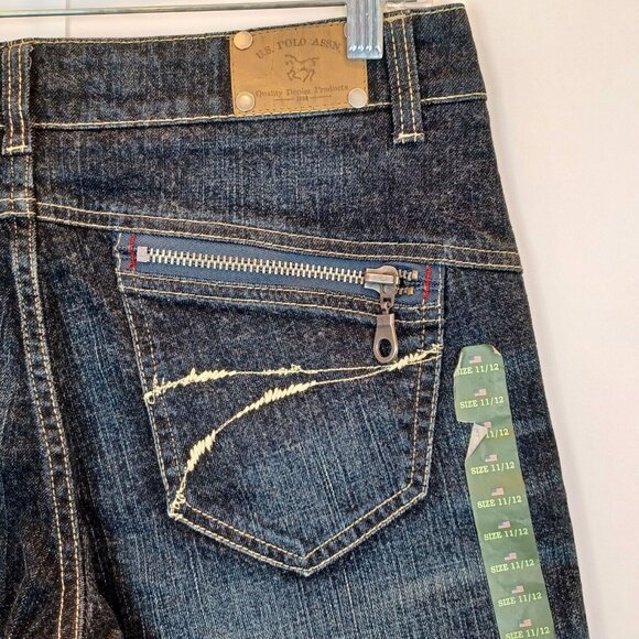US POLO ASSN 11/12 Stretch Denim Dark Wash Mid Rise Shorts Cotton NEW Y2K 00s Bl - Picture 11 of 15